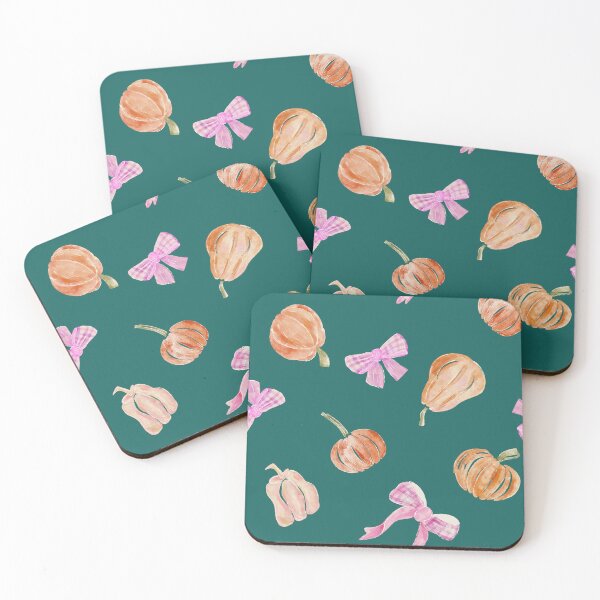 Item preview, Cute Pink Bows and Pumpkins on Green &Preppy Coquette Aesthetics designed and sold by aneladesigns.