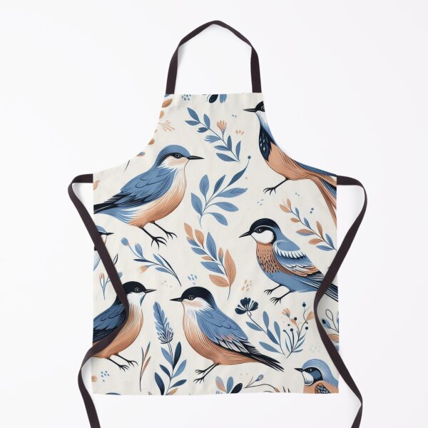 Item preview, Minimal Blue and Brown Bird Pattern on White – Stylish and Simple Design for Nature Lovers and Home Décor designed and sold by 21 Dragonflies.