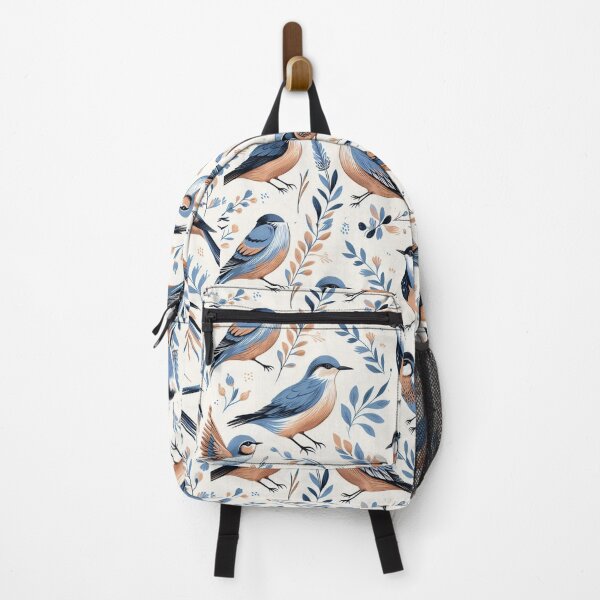 Item preview, Minimal Blue and Brown Bird Pattern on White – Stylish and Simple Design for Nature Lovers and Home Décor designed and sold by 21 Dragonflies.