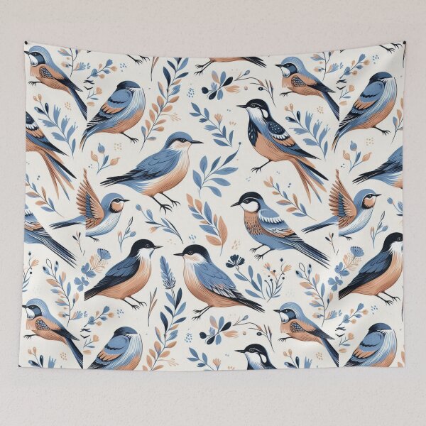 Item preview, Minimal Blue and Brown Bird Pattern on White – Stylish and Simple Design for Nature Lovers and Home Décor designed and sold by 21 Dragonflies.