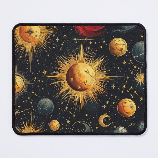 Item preview, A celestial-themed pattern design on a dark background. designed and sold by HEMRO.