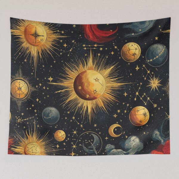 Item preview, A celestial-themed pattern design on a dark background.  designed and sold by HEMRO.
