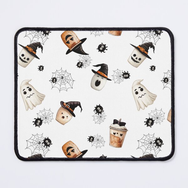 Item preview, Creepy cute ghosts with black web, black spiders, witch cups and white ghost. Halloween design designed and sold by natalidesign.