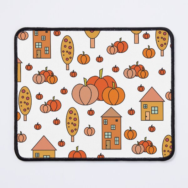 Item preview, Autumn idyllic composition - seamless pattern, houses, trees, ripe pumpkins in various shades.1 designed and sold by My-fake-places.