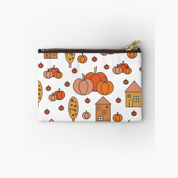 Item preview, Autumn idyllic composition - seamless pattern, houses, trees, ripe pumpkins in various shades.1 designed and sold by My-fake-places.