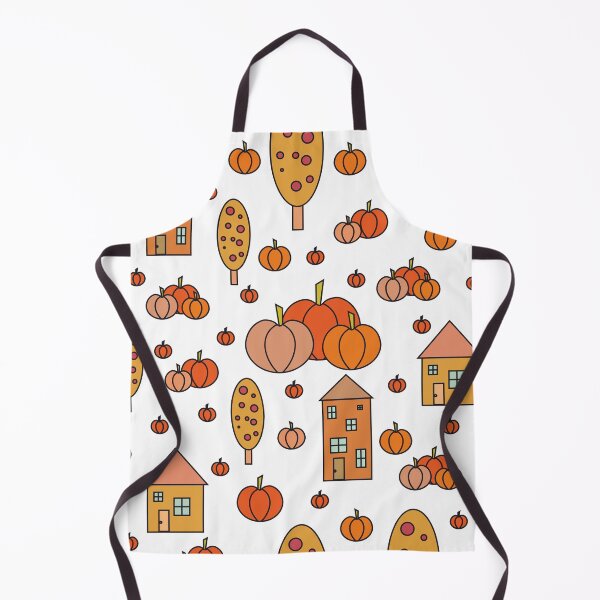 Item preview, Autumn idyllic composition - seamless pattern, houses, trees, ripe pumpkins in various shades.1 designed and sold by My-fake-places.