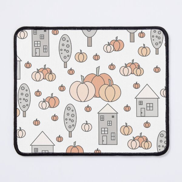 Item preview, Autumn idyllic composition - seamless pattern, houses, trees, ripe pumpkins in various shades.2 designed and sold by My-fake-places.