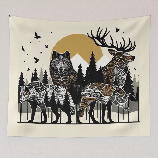 Item preview, geometric wolves and bears ar designed and sold by Dominika Farkašová.