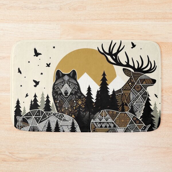 Item preview, geometric wolves and bears ar designed and sold by Dominika Farkašová.