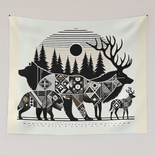 Item preview, geometric animal figures in nature designed and sold by Dominika Farkašová.