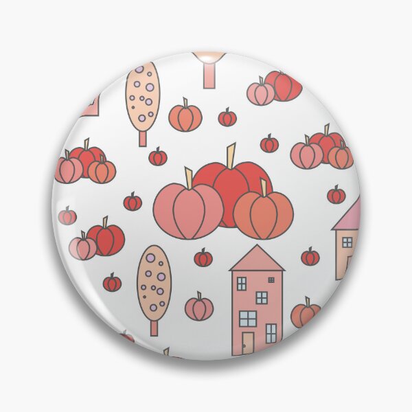 Item preview, Autumn idyllic composition - seamless pattern, houses, trees, ripe pumpkins in various shades.4 designed and sold by My-fake-places.