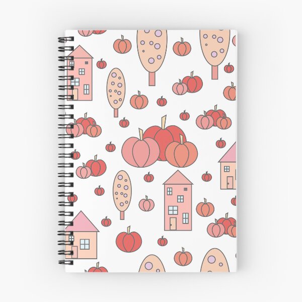 Item preview, Autumn idyllic composition - seamless pattern, houses, trees, ripe pumpkins in various shades.4 designed and sold by My-fake-places.