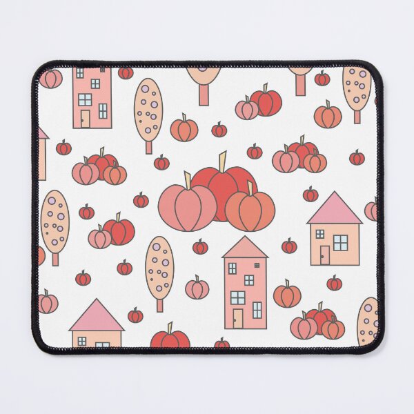 Item preview, Autumn idyllic composition - seamless pattern, houses, trees, ripe pumpkins in various shades.4 designed and sold by My-fake-places.