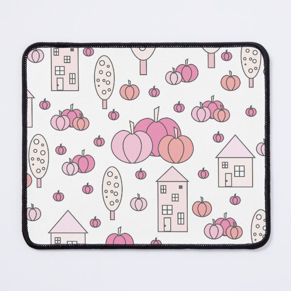 Item preview, Autumn idyllic composition - seamless pattern, houses, trees, ripe pumpkins in various shades.5 designed and sold by My-fake-places.