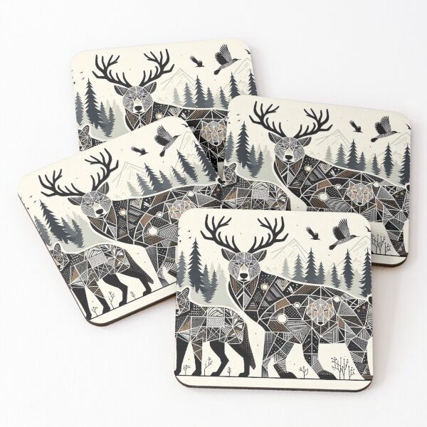 Item preview, geometric animal figures in nature designed and sold by Dominika Farkašová.