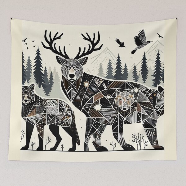 Item preview, geometric animal figures in nature designed and sold by Dominika Farkašová.