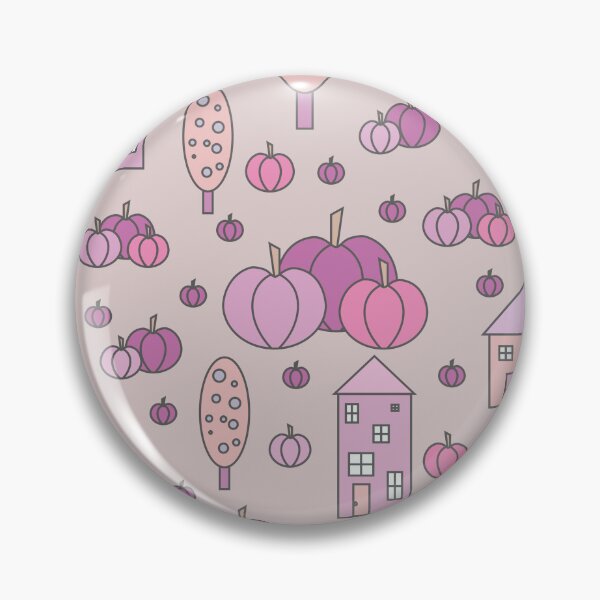 Item preview, Autumn idyllic composition - seamless pattern, houses, trees, ripe pumpkins in various shades.7 designed and sold by My-fake-places.