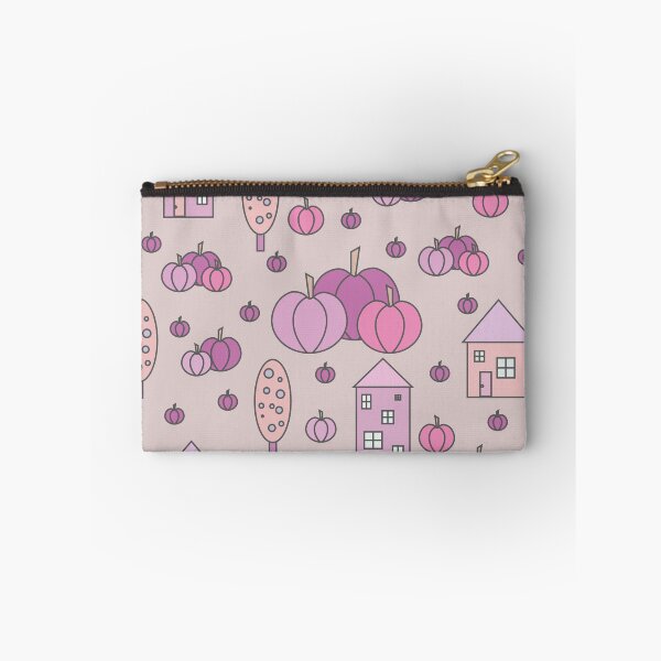 Item preview, Autumn idyllic composition - seamless pattern, houses, trees, ripe pumpkins in various shades.7 designed and sold by My-fake-places.
