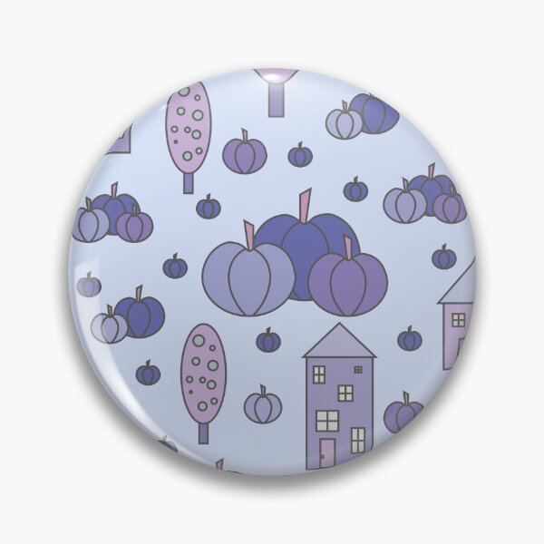 Item preview, Autumn idyllic composition - seamless pattern, houses, trees, ripe pumpkins in various shades.9 designed and sold by My-fake-places.