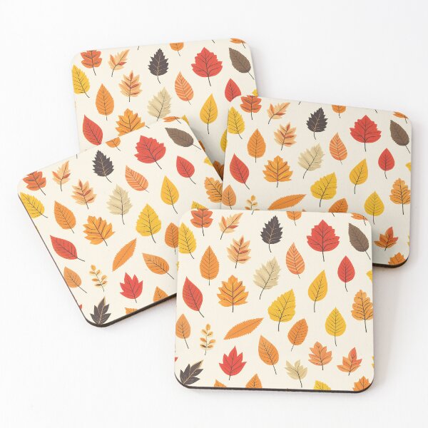 Item preview, A repeating pattern of colorful autumn leaves on a light background. designed and sold by HEMRO.