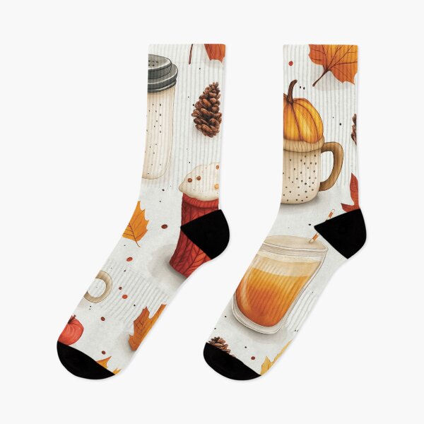 Item preview, A vibrant and autumnal pattern design featuring various fall-themed elements on a white background. designed and sold by HEMRO.
