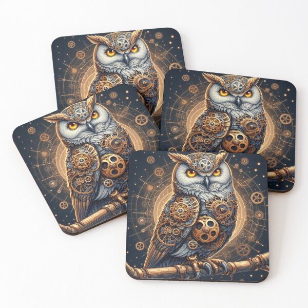 Item preview, Steampunk owl with glowing brass gears designed and sold by Dominika Farkašová.