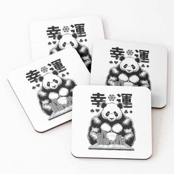 Item preview, Poker Player Lucky Panda Bear Japanese Kanji Funny Four Aces designed and sold by GrandeDuc.