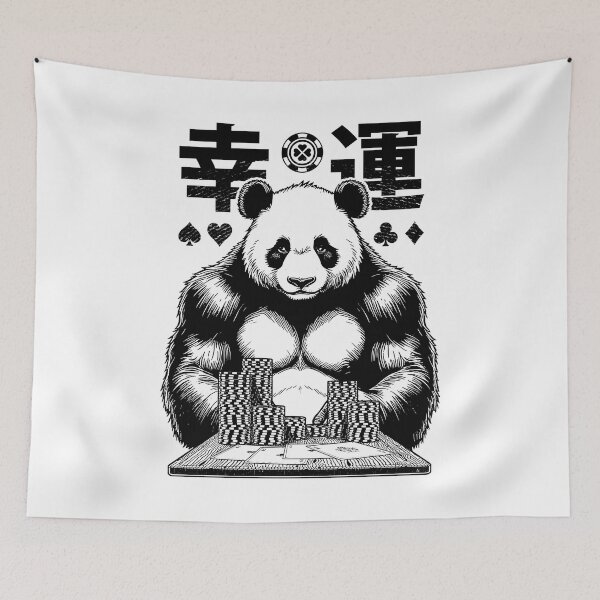 Item preview, Poker Player Lucky Panda Bear Japanese Kanji Funny Four Aces designed and sold by GrandeDuc.
