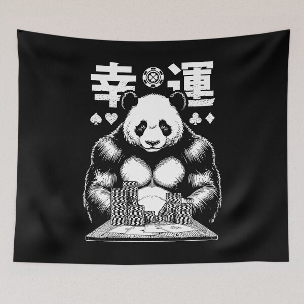 Item preview, Poker Player Lucky Panda Bear Japanese Kanji Funny Four Aces designed and sold by GrandeDuc.