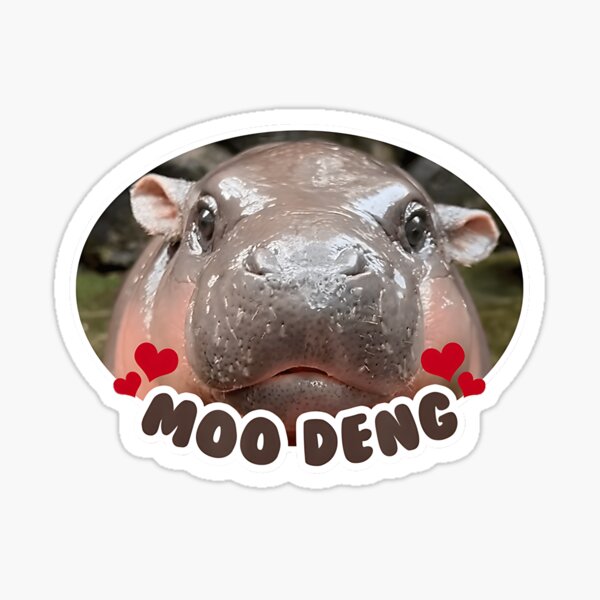Item preview, Moo Deng Bouncy Pig In Thai Picture The Cute Baby Hippo designed and sold by GerogShop.