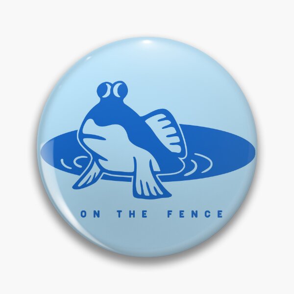 Item preview, Mudskipper is on the fence. Funny minimalist art of a fish in blue ink designed and sold by martodesign.