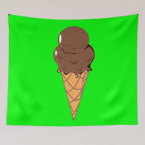 Item preview, A Chocolate Ice Cream Cone with Green Background, Spring Picnics! designed and sold by judy snyder.