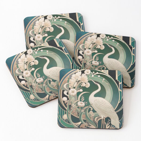 Item preview, Art Nouveau Vintage Crane Artwork designed and sold by Tamas Das.
