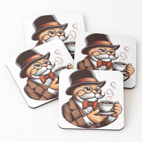 Item preview, Gentleman Cat with a cup of Coffee designed and sold by Azrora.