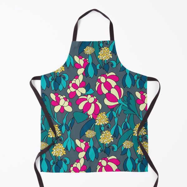 Item preview, Rounded flowers blue version gray-green background designed and sold by GENEST-V.