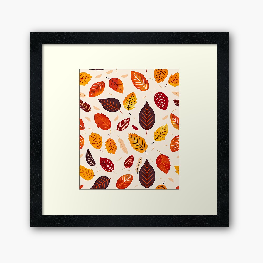Framed Art Print Autumn Leaves: Cozy Fall Foliage Vibes Framed Art Print