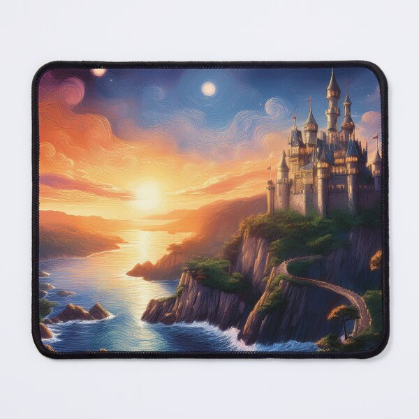 Item preview, A majestic fantasy castle perched on a cliffside overlooking a mystical ocean designed and sold by DiNata.