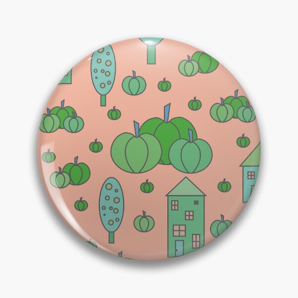 Item preview, Autumn idyllic composition - seamless pattern, houses, trees, ripe pumpkins in various shades.16 designed and sold by My-fake-places.