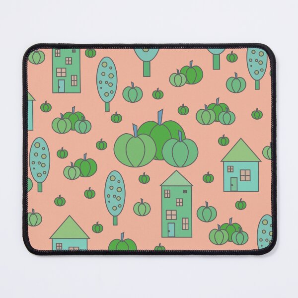 Item preview, Autumn idyllic composition - seamless pattern, houses, trees, ripe pumpkins in various shades.16 designed and sold by My-fake-places.