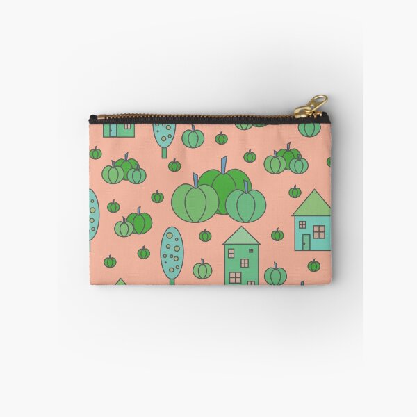 Item preview, Autumn idyllic composition - seamless pattern, houses, trees, ripe pumpkins in various shades.16 designed and sold by My-fake-places.