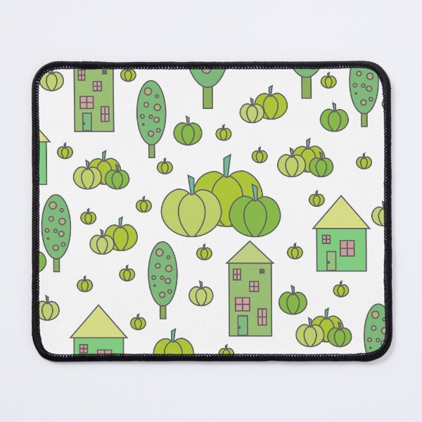 Item preview, Autumn idyllic composition - seamless pattern, houses, trees, ripe pumpkins in various shades.15 designed and sold by My-fake-places.