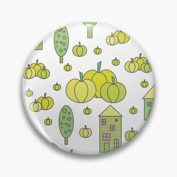 Item preview, Autumn idyllic composition - seamless pattern, houses, trees, ripe pumpkins in various shades.14 designed and sold by My-fake-places.