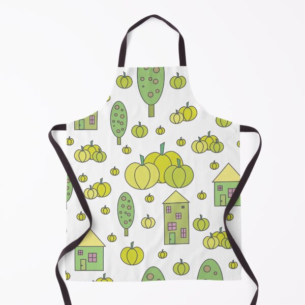 Item preview, Autumn idyllic composition - seamless pattern, houses, trees, ripe pumpkins in various shades.14 designed and sold by My-fake-places.