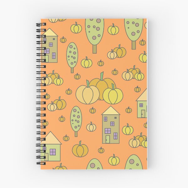 Item preview, Autumn idyllic composition - seamless pattern, houses, trees, ripe pumpkins in various shades.13 designed and sold by My-fake-places.