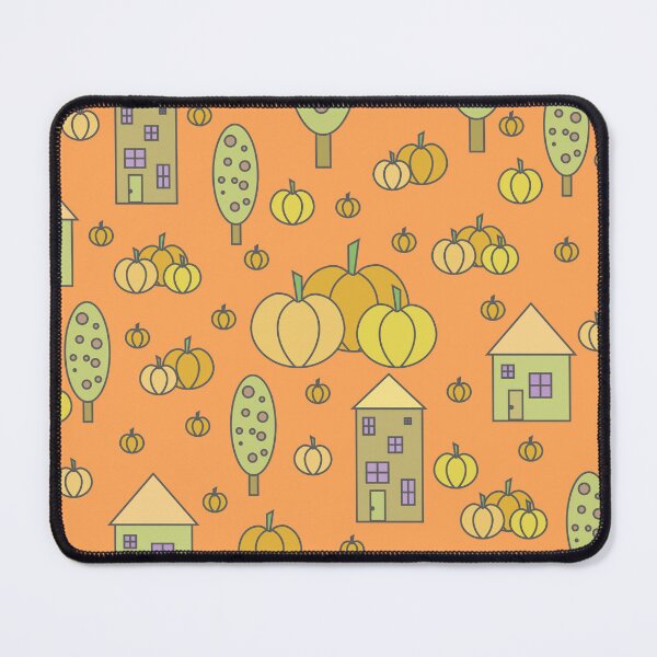 Item preview, Autumn idyllic composition - seamless pattern, houses, trees, ripe pumpkins in various shades.13 designed and sold by My-fake-places.