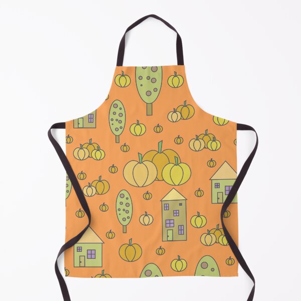 Item preview, Autumn idyllic composition - seamless pattern, houses, trees, ripe pumpkins in various shades.13 designed and sold by My-fake-places.