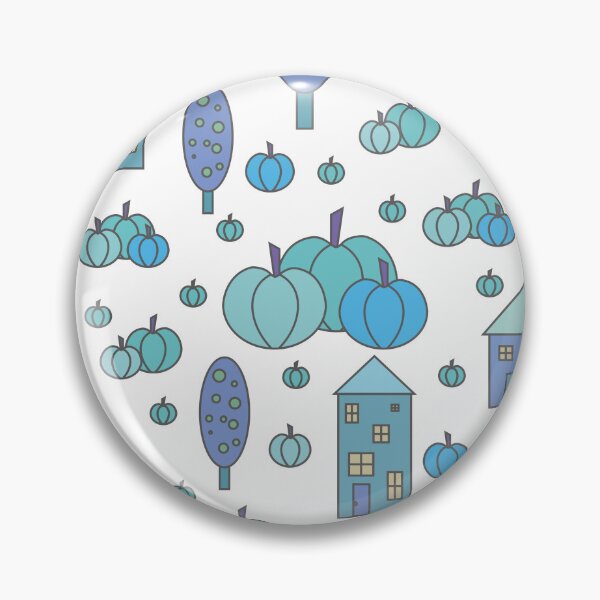 Item preview, Autumn idyllic composition - seamless pattern, houses, trees, ripe pumpkins in various shades.12 designed and sold by My-fake-places.
