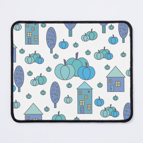Item preview, Autumn idyllic composition - seamless pattern, houses, trees, ripe pumpkins in various shades.12 designed and sold by My-fake-places.