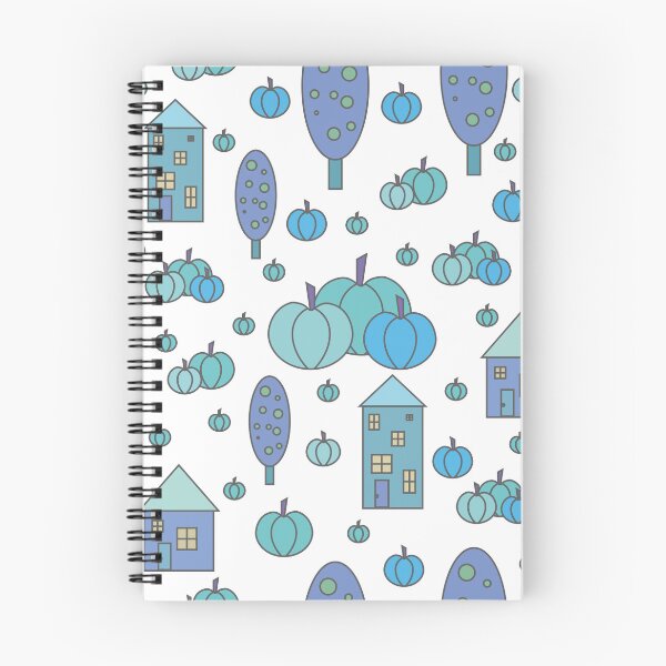 Item preview, Autumn idyllic composition - seamless pattern, houses, trees, ripe pumpkins in various shades.12 designed and sold by My-fake-places.