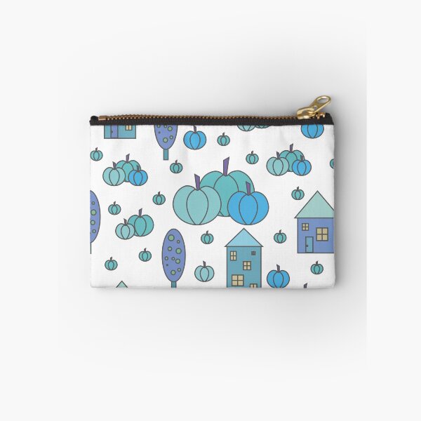 Item preview, Autumn idyllic composition - seamless pattern, houses, trees, ripe pumpkins in various shades.12 designed and sold by My-fake-places.